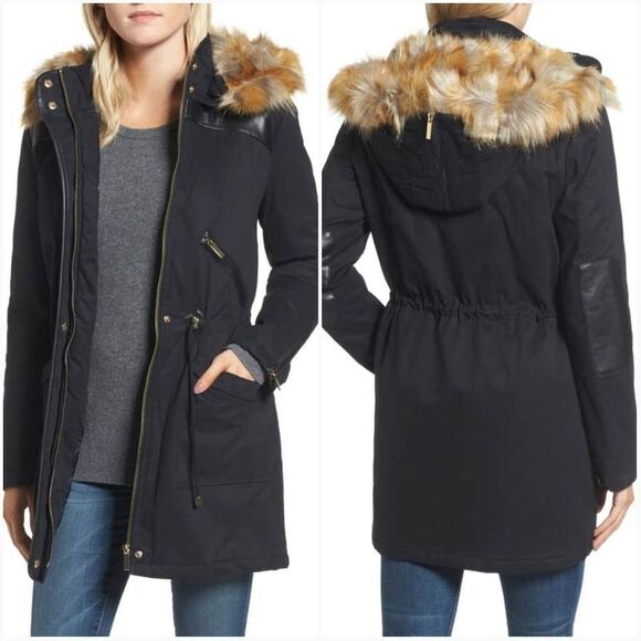 French Connection Parka with Faux Fur - Picture 1 of 8